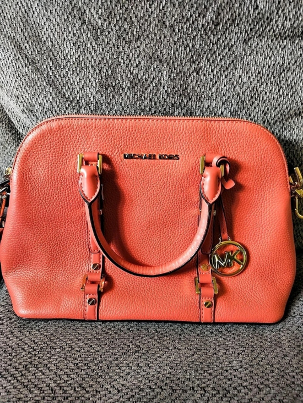 Michael Kors Bedford Legacy Medium Dome Satchel In Pink Grapefruit
